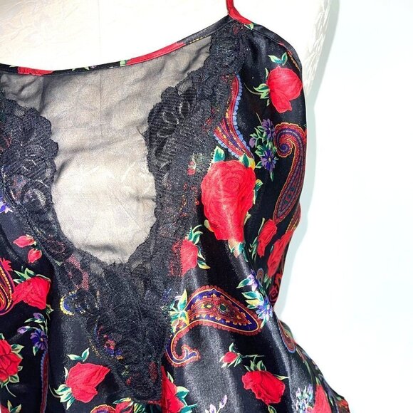Delicates Panties Camisole Set Womens Medium M Vintage High Cut Paisley Rose - Picture 11 of 13